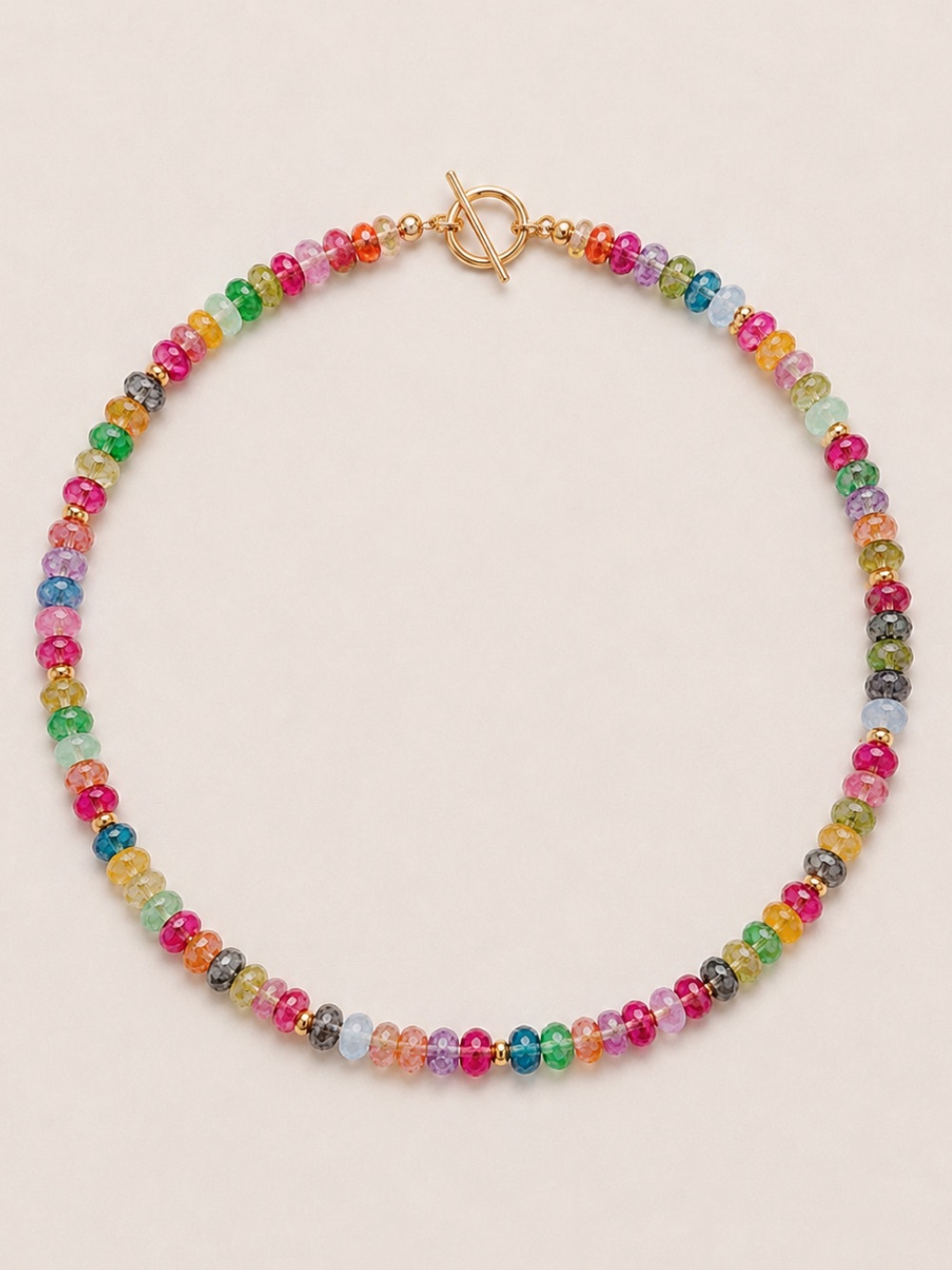 New! Preppy Colorful Beaded Gold Toggle Necklace NWOT 3014